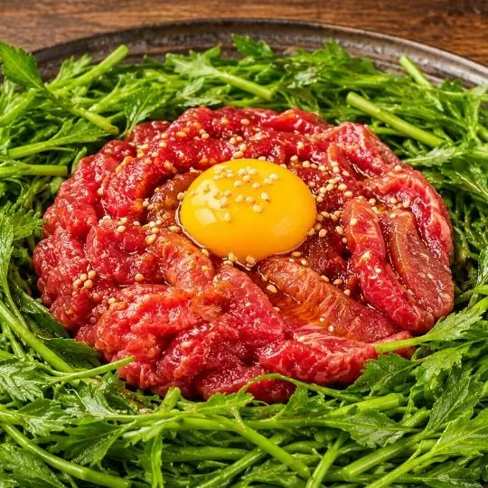 김숙성 한우 ++ 미나리 육회 Hanwoo 1++ Beef Tartare With Minari — 육회 · 김숙성 홍대점 홍대 맛집 Korean BBQ menu